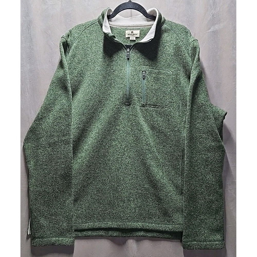 Woolrich Quarter Zip Pullover Mens Medium Green Outdoor‎ Chunky Jacket XXL